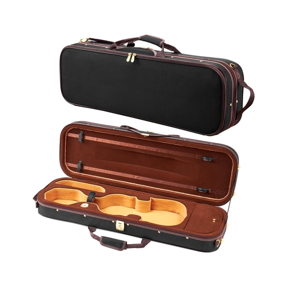 VEVOR 4/4 Full Size Violin Case, Built-in Hygrometer, Lightweight Portable Travel Carrying Bag, with Plush Lining, Shoulder Straps, Anti-Scratch, Professional Oblong Shape, for Violin, Black
