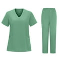 thumbnail image 2 of Jinhomg Womens Medical Scrubs Set 2 Piece Lightweight Nursing Uniform Casual Loose Short Sleeve V-Neck Tunics with Long Pants Summer Daily Workwear Mint Green XL, 2 of 5