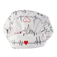 thumbnail image 3 of Bouffant White Heart Beat EKG Scrub Cap Hat, 3 of 4