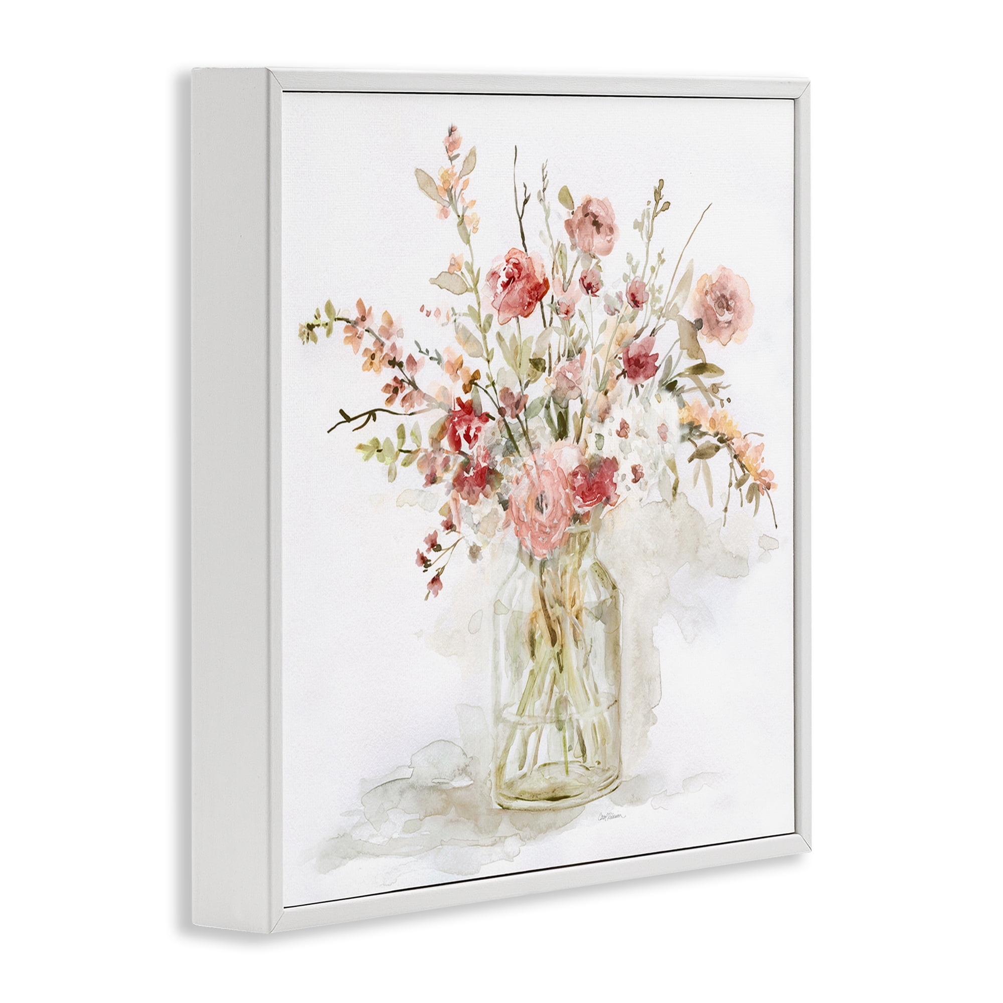 Stupell Industries Springtime Blooms in Glass Vase White Framed Giclee Art, design by Carol Robinson