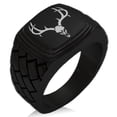 thumbnail image 1 of Stainless Steel Colossal Antlers Geometric Pattern Step-Down Biker Style Polished Ring, 1 of 1