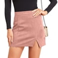thumbnail image 3 of Womens High Waist Suede Fall Skirts Side Split Bodycon Short Zipper A Line Corduroy Mini Skirt - Women Fall Winter Plain Faux Suede Skirt - Casual Skirts Trendy Womens Skirts 2026 Pink XL, 3 of 6
