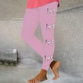 thumbnail image 2 of lcziwo Holiday Sales, Workout Leggings for Women Trendy Letter Graphic Print Compression Leggings Casual High Waisted Tummy Control Tight Yoga Pants Pink S, 2 of 7