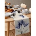 thumbnail image 3 of Table Runner Dresser Scarf 14 x 72 Inch Retro Spring Blue Tulip Flower Leaf Beige Table Runners Non-Slip Heat Kitchen Dining Table Decor for Indoor Outdoor Home Party Decoration, 3 of 7