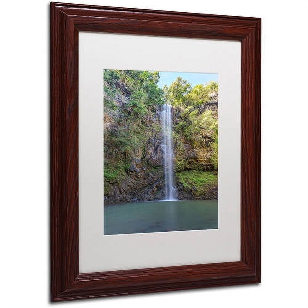 Trademark Fine Art 'Secret Falls' Canvas Art by Pierre Leclerc, White Matte, Wood Frame