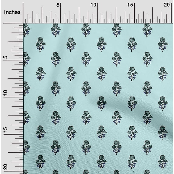 oneOone Cotton Cambric Fabric Leaves & Floral Block Print Fabric By Yard 56 Inch Wide