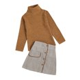 thumbnail image 1 of FOCUSNORM Baby Girl Knitting High Neck Tops Sweater Plaid Buttons Half Dress, 1 of 9