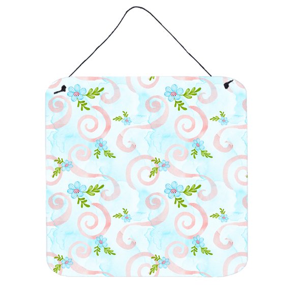 Watercolor Blue Flowers and Swirls Wall or Door Hanging Prints