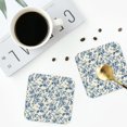 thumbnail image 5 of Fuzoiu Vintage Blue Floral Print Leather Coasters Set,Drink Coasters Set of 6,for Tabletop Protection, Durable PVC Coasters,Home Décor and Housewarming Gift,Square, 5 of 7
