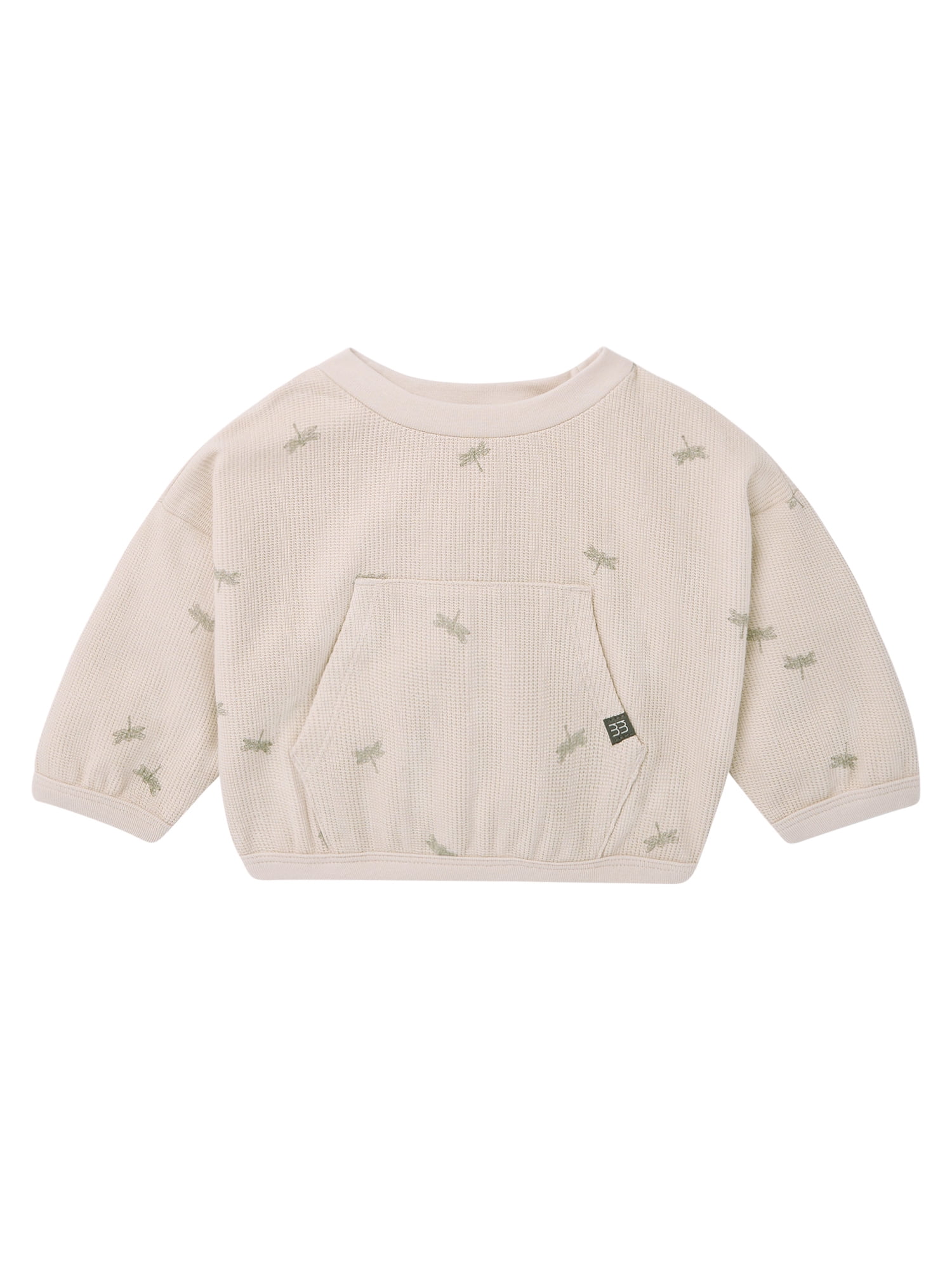 Modern Moments Infant Boys Top & Pant 2-Piece Outfit Set with Kanga Pocket, Cotton, 6-9 Months, Off-White
