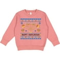 thumbnail image 2 of Inktastic Happy Hanukkah Sweater Style Design with Menorah and Dreidel Toddler Sweatshirt, 2 of 4