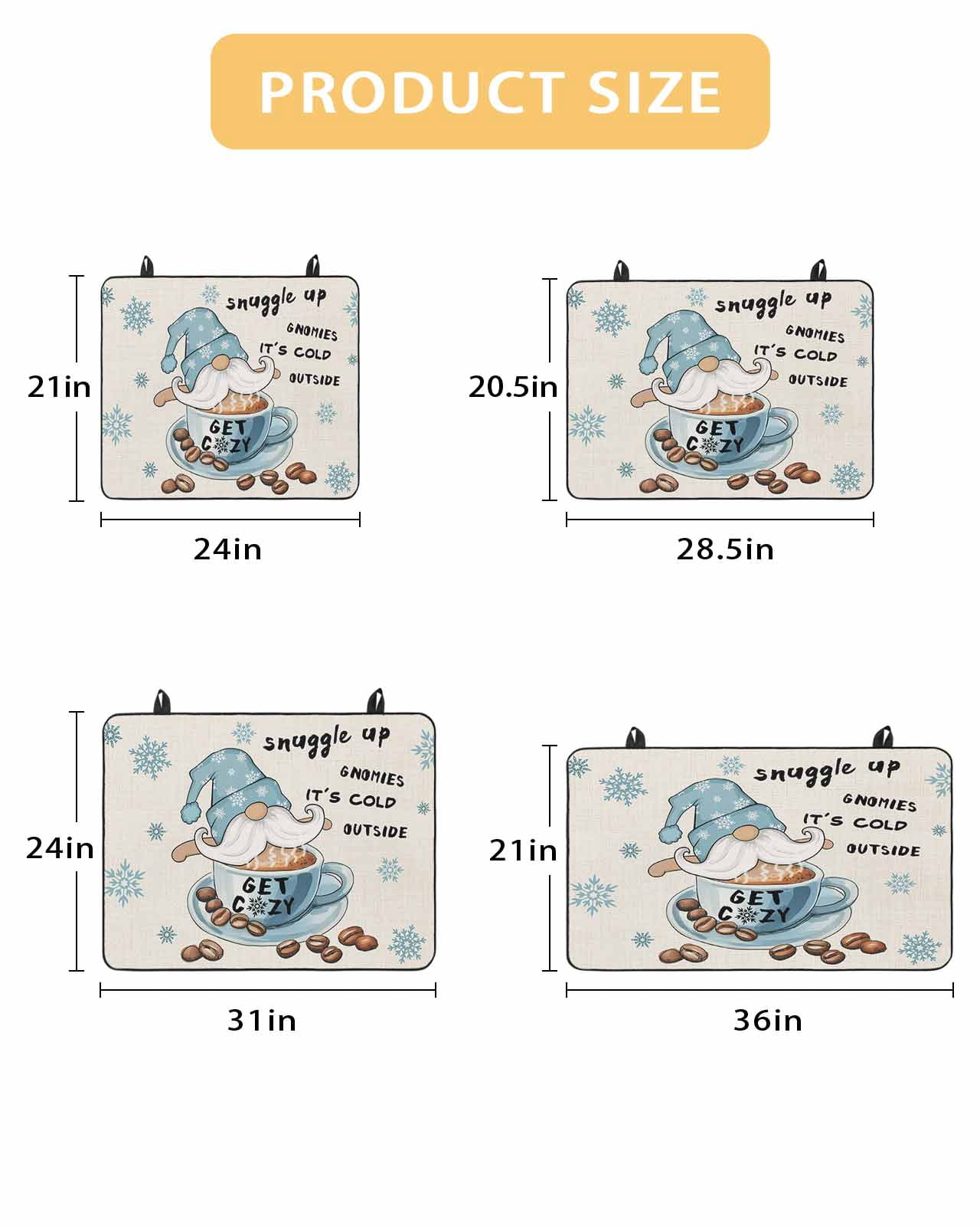 Large Induction Cooktop Protector Mat Blue Gnomes Stove Top Covers for Electric Stove, Coffee Snowflake Winter Rustic Decorative Stove Burner Cover Mats, Glass Top Stove Cover