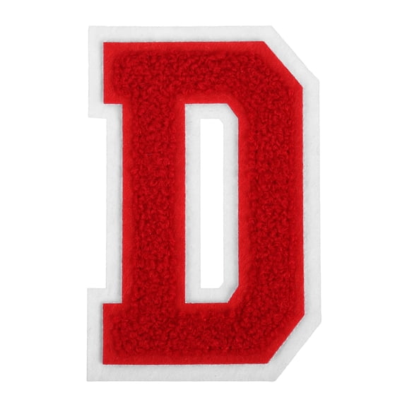 4" Chenille Letter Patches,Red Chenille Initial A-Z Patches (Letter D)