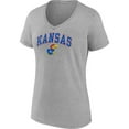 thumbnail image 2 of Women's Fanatics Heather Gray Kansas Jayhawks Campus V-Neck T-Shirt, 2 of 3