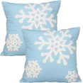thumbnail image 1 of Funda de almohada de algodón con bendición navideña de 45x45cm para cama, sofá, cojín, fundas de almohada bordadas con copos de nieve para coche, 1 par de color azul, 1 of 5