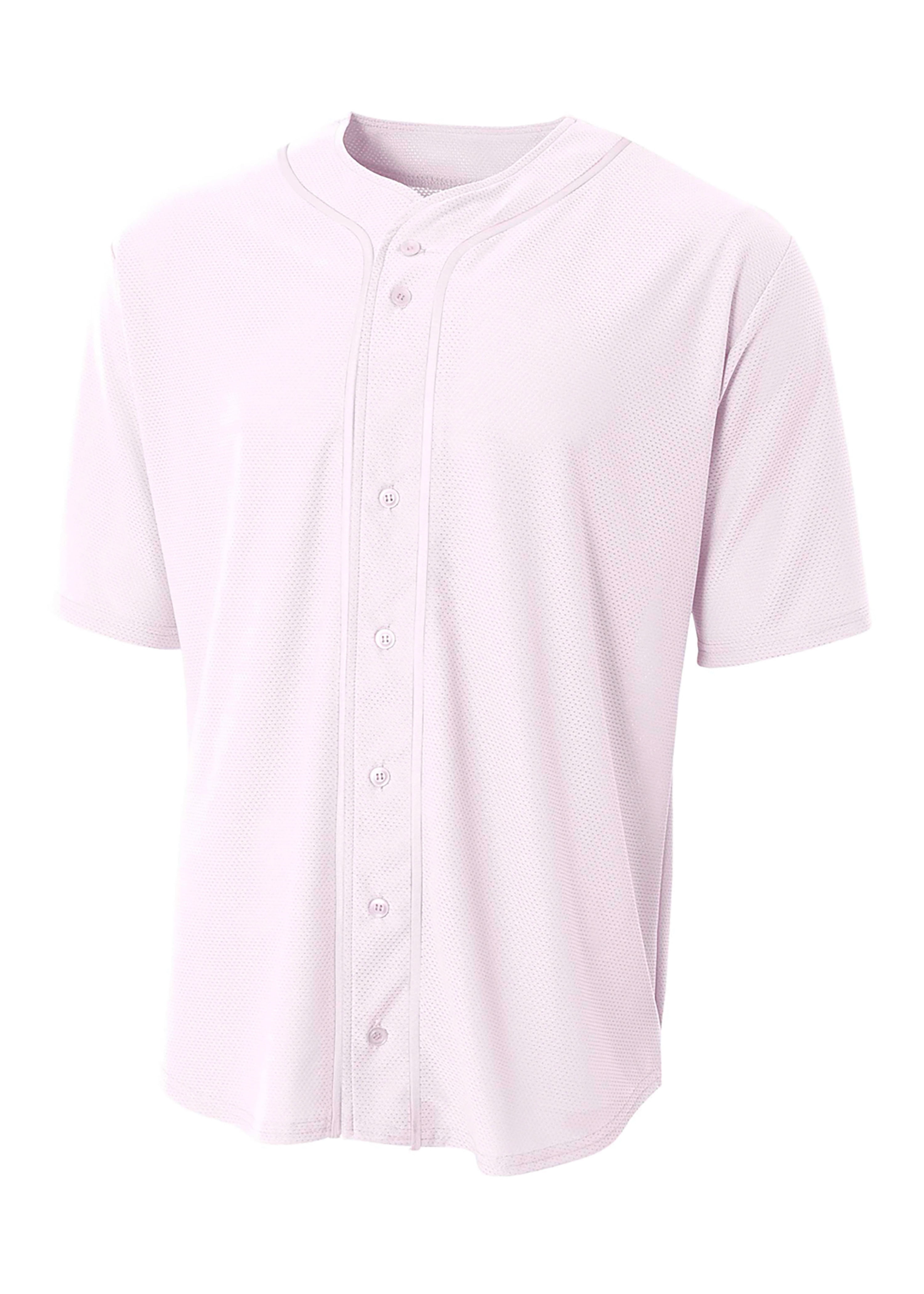 A4 N4184 Mens Short Sleeve Full Button Baseball Jersey - White - L ...