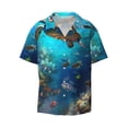 thumbnail image 5 of Daiia Underwater Fish Turtle Men's Linen Shirts Short Sleeve Casual Shirts Button Down Shirt for Men Beach Summer Wedding Shirt-4X-Large, 5 of 6