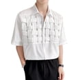 thumbnail image 3 of Top con cuello vuelto para hombre,Camisa de media manga para hombre,Camisa tejida para hombre,Top para hombre elaborado con cuidado, 3 of 8