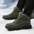 thumbnail image 2 of Xfvqtps Mens Snow Boots Plush Fleece Line Suede Sole Lace Up Thick Bottom Fashion Waterproof Non Slip Outdoor Climbing Hiking Ankle Booties Solid Color Winter Warm Casual Short Boots, 2 of 6