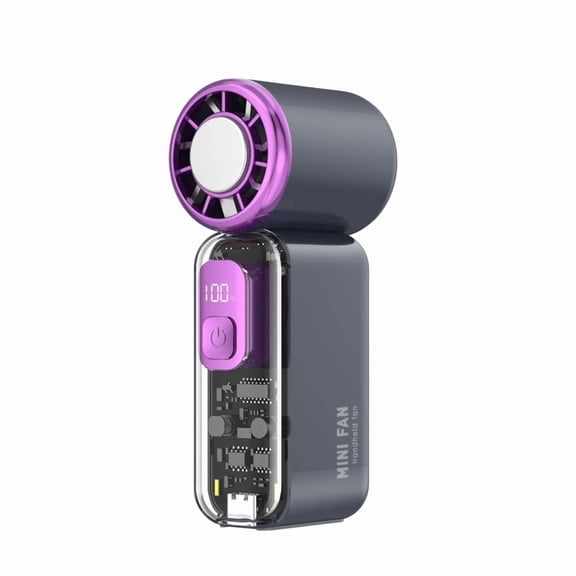 Handheld Portable Turbo Fan with Ice Cooler, Speed (1-199), 6W Usb C Rechargeable Mini Pocket Fan, 1800mAh Personal Cooling Fan for Camping Outdoor Travel Home Office Girls, Purple