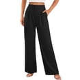 thumbnail image 2 of MYAOYI Women's Stretchy Drapey Office Work Wide Leg Dress Trousers, 2 of 8