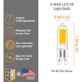 thumbnail image 2 of Diodesy- Pack of 5 G9/LED/2W/CL/120V/30K G9 LED Halogen Light Bulbs for Chandeliers and Bathroom, Bi-Pin Base, 3000K Soft White, 2 Watt (25W Halogen Equivalent), Non-Dimmable, 200 Lumen, ETL Listed, 2 of 2