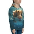 thumbnail image 3 of Disketp Cute Swimming Guinea Pig Youth Hoodie Sweatshirt for Boys Girls Kids Pullover Hooded Classic Casual Essentials Hoodie-Small, 3 of 6
