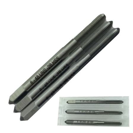 6-48 UNS 3 Flute HSS Tap Kit High Speed Steel 3pcs/Set Metalworking Tool