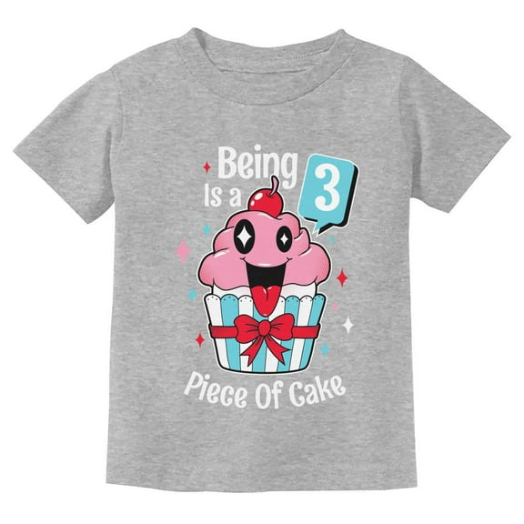 Gift for 3 Year Old Girl 3rd Birthday Funny Cupcake Toddler Kids T-Shirt 4T Gray