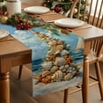 thumbnail image 2 of Table Runner 13x36in Inches Long, Xmas Tree Christmas Beach Starfish ShellLinen Washable Dresser Scarf Blue Oil Painting ArtKitchen Dinning Tablerunners for Holiday/Party/Wedding/Home Tables Decor, 2 of 9