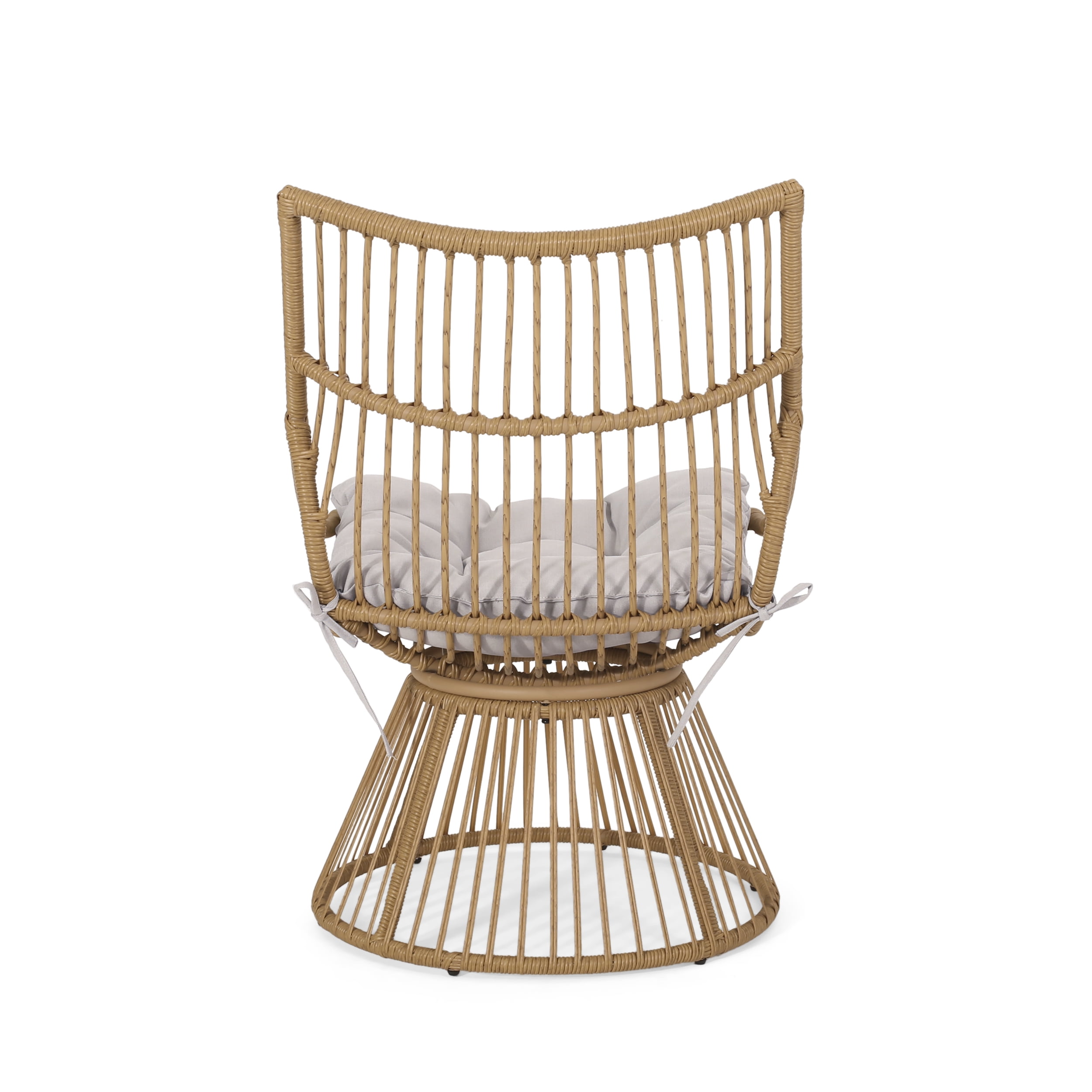 Outdoor High Back Leisure Single Chair, Wicker Craft Relaxing Seat for Patio Garden, Light Brown and Beige