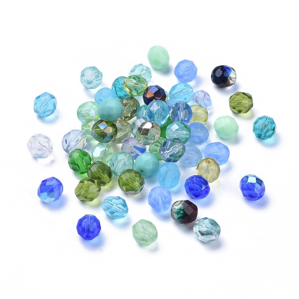 Transparent Czech Glass Beads Faceted Oval Mixed Color 7~7.5x8mm Hole: 1mm about 240pcs/bag