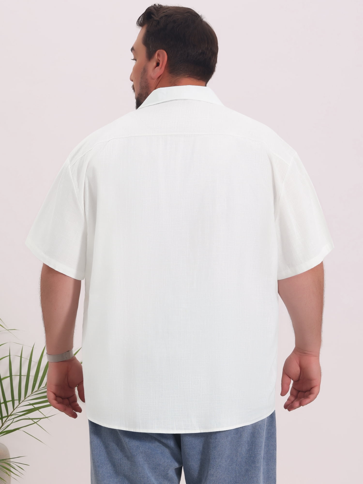 DARING DIVA Men's Big & Tall Summer Beach Camp Collar Short Sleeve Shirt 2XL White