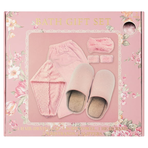Bath Gift Set, Pink, 7 Pieces