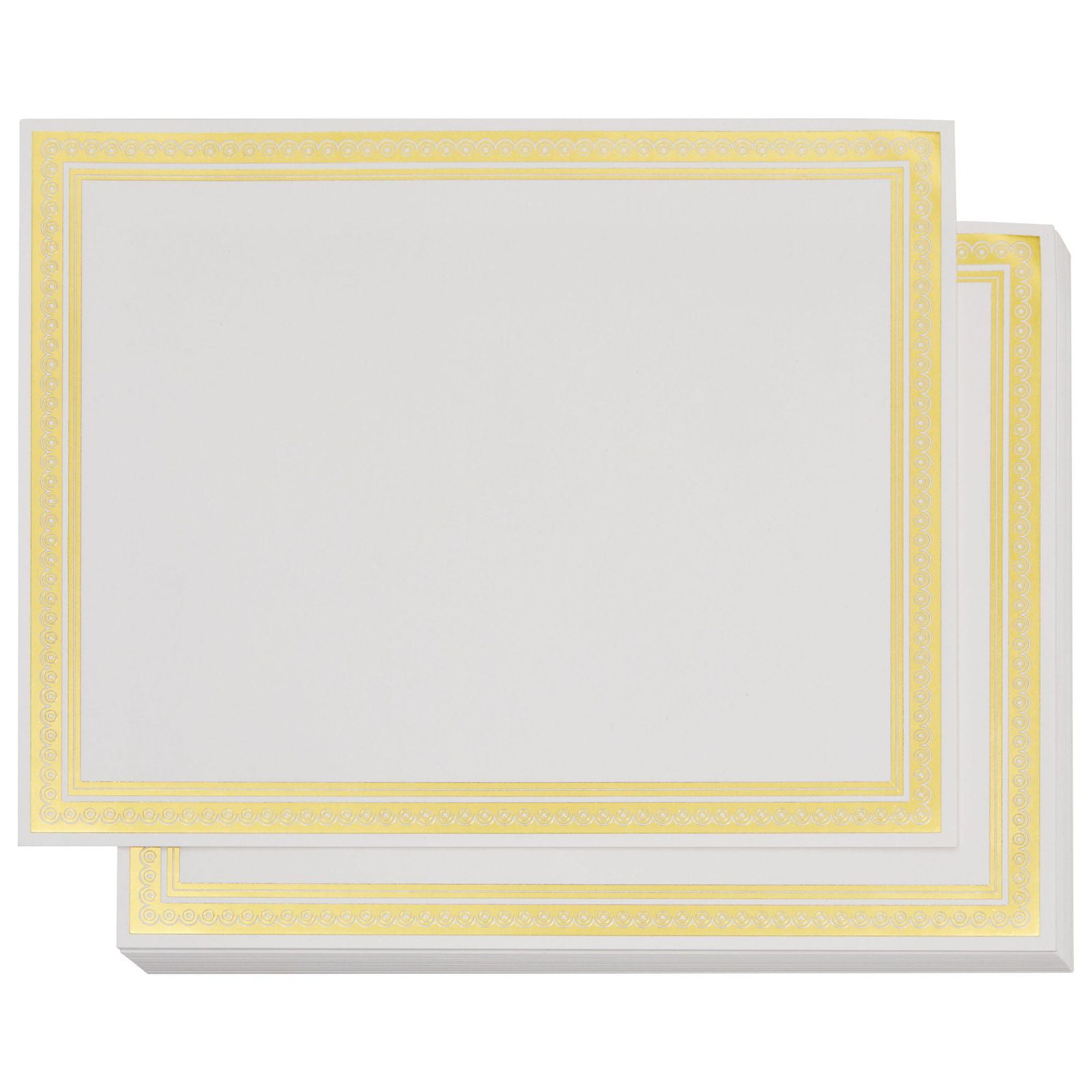 8.5 x 11 Inches White Gol Geographics Optima Gold Certificates with Foil Seals 