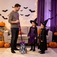 thumbnail image 5 of 35in Halloween Witch Brooms Decoration Mesh Magics Flying Broomstick Prop for Party Costumes Spooky House Wall Hanging Decor with Ribbon Large Scale Witch Broom Prop for Front Porch Display, 5 of 6