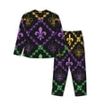 thumbnail image 2 of Goofa Mardi Gra Geometric Printed Women’s 2 Piece Pajama Set Super,Pajamas Women's Long Sleeve Sleepwear Soft Button Down Loungewear Pjs Lounge Set Nightwear-XX-Large, 2 of 9