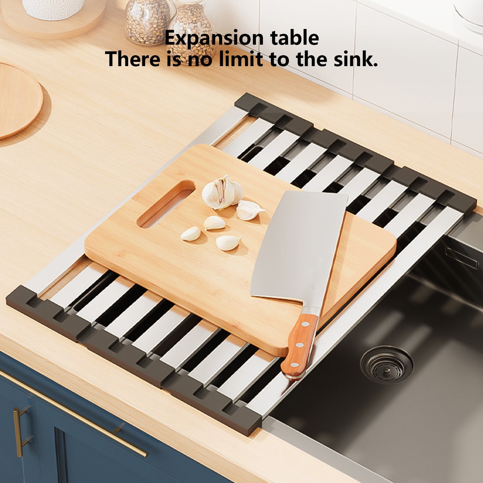 RBCKVXVZ Rectangle Dish Drying Rack, (16" x 13") Foldable Kitchen Accessories, Over The Sink Dish Rack, Non-Slip Sink Counter Storage, Stainless Steel, Gray