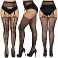 thumbnail image 1 of Qertyioot Collants de Mode Leggings Solides Pantalons Dentelle Grande Taille Bas Résille Bas Résille, 1 of 3