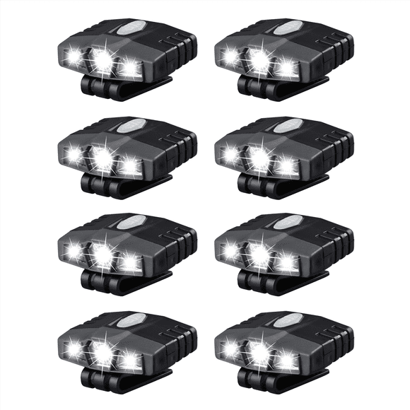 8X Clip de Manos Ultra Brillante en Luz de Sombrero - Recargable 150 Lúmenes Ligero Destacar Luz de la Tapa Impermeable Flash Luz de Cabeza