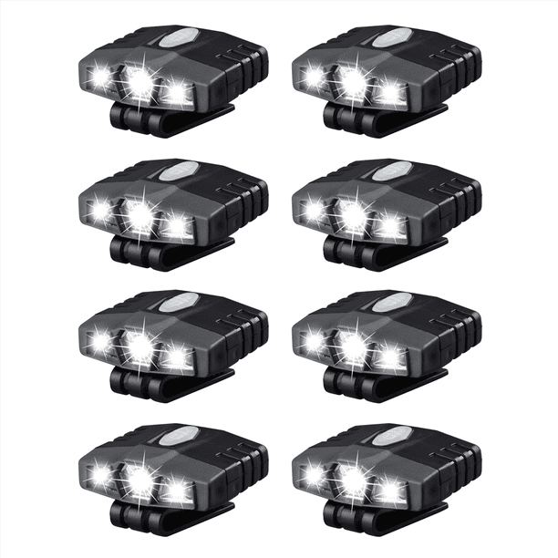 8X Clip de Manos Ultra Brillante en Luz de Sombrero - Recargable 150 Lúmenes Ligero Destacar Luz de la Tapa Impermeable Flash Luz de Cabeza