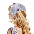 thumbnail image 2 of Unique Bargains 2 Pcs Triangle Bandana Knitted Turban Crochet Hair Scarf for Women White Purple Sky Blue, 2 of 5