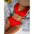 thumbnail image 4 of QLEICOM Womens Swimsuits Tummy Control Plus Size Swimsuit Coverup Sexy Bikini Solid Set Swimsuit Two Piece Filled Bra Swimwear Beachwear Red M, 4 of 7