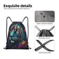 thumbnail image 4 of Fotbe Colorful Flower Tiger Bolsa Mochila con Cordón Estampada, Bolsa de Gimnasio Deportiva, Bolsa Cinch, Bolsa con Cordón para Hombres y Mujeres-Small, 4 of 6