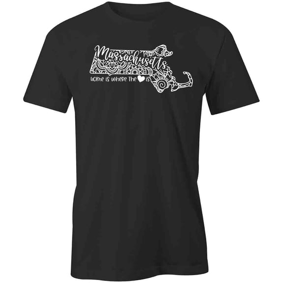 Home Is Where The Heart Is - Massachusetts T-Shirt | White Tee Gift