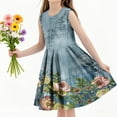 thumbnail image 5 of SGFCWSX Girls Sleeveless Dress A-Line Print Crew Neck Summer Party Dresses for Kids Multicolor Size 11-12 Years, 5 of 6