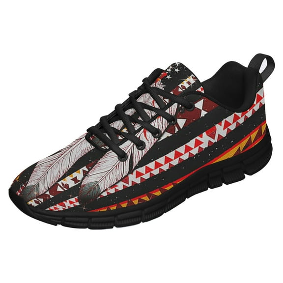 Native American Shoes for Men Women Running Shoes Lightweight Walking Sneakers Mesh Athletic Sport Shoes Black Size 3.5