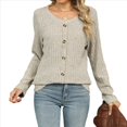 thumbnail image 1 of Suéteres Ligeros para Mujer 2025, Camiseta Henley de Larga, Blusa Informal de Cuello Redondo para Otoño. Colorante de Avena L, 1 of 10
