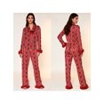 thumbnail image 3 of AIGUR Mommy and Me Satin Pajamas Set Adorable Heart Print Long Sleeve Turn Down Collar Tops and Pants, Family Matching Sleepwear, 3 of 6