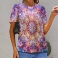 thumbnail image 6 of Kaleidoscope Mandala Colorful Floral Boho Women's Short Sleeve T-Shirt Crew Neck Casual Summer Trendy Loose Fit Tops, 6 of 6